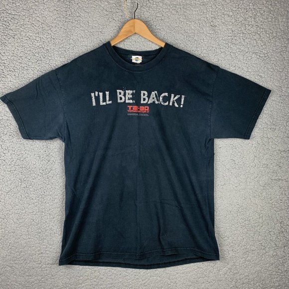 Vintage Terminator 2 I’ll Be Back T-shirt Men’s L Black T2 3D Universal Studios - Picture 1 of 8